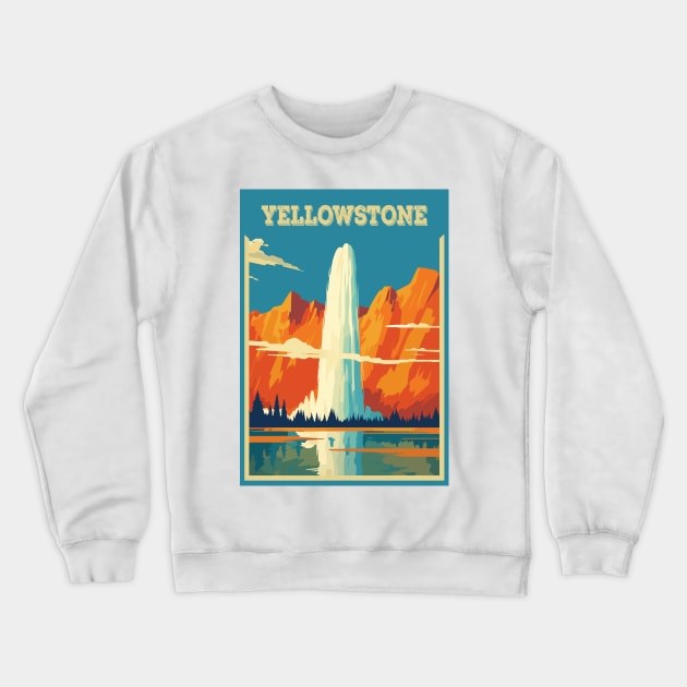 National park Yellowstone, Usa, Travel Poster Crewneck Sweatshirt by BokeeLee